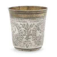 German parcel-gilt silver cup of Germantown interest Underside inscribed and dated "Benj Lehman 1801"