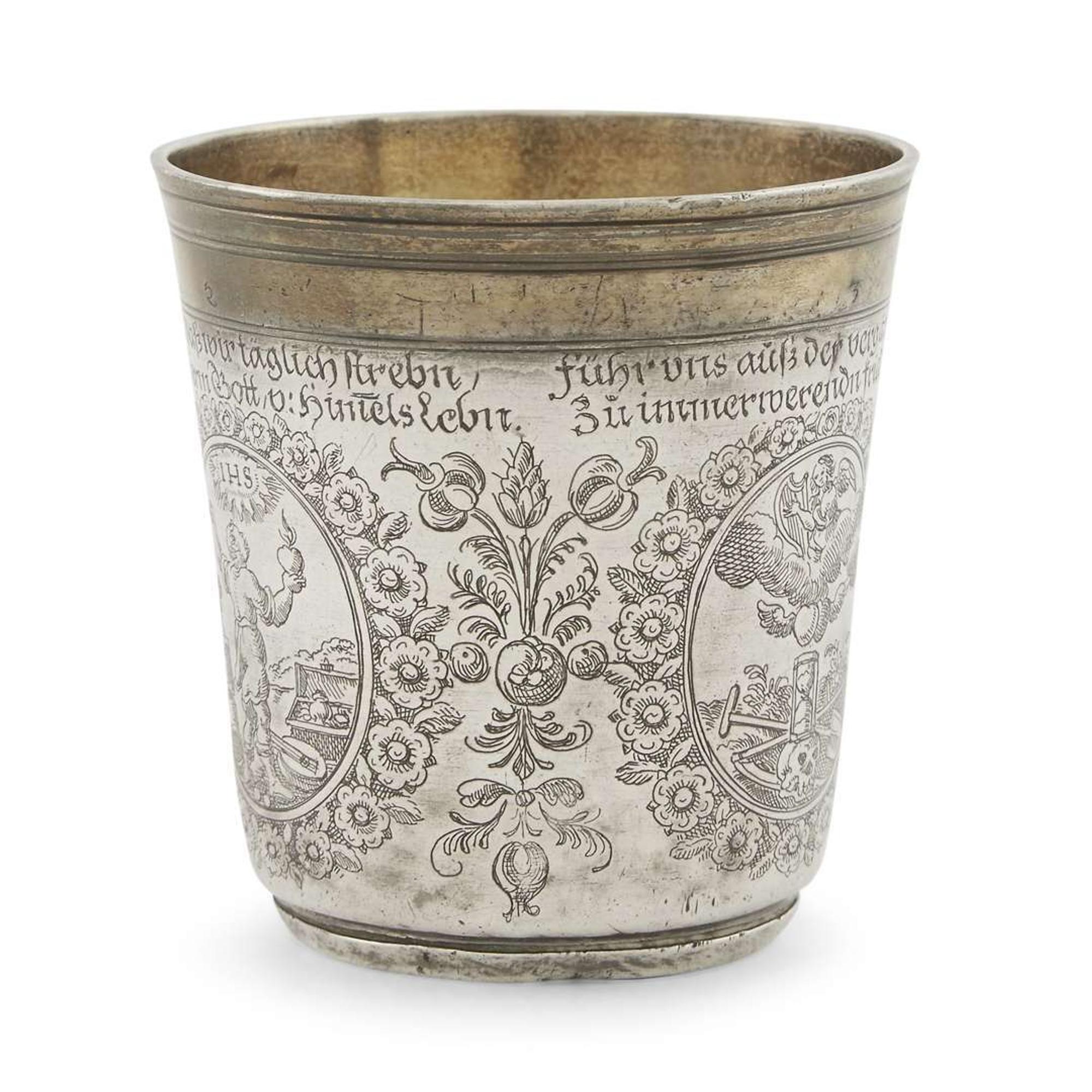 German parcel-gilt silver cup of Germantown interest Underside inscribed and dated "Benj Lehman 1801"