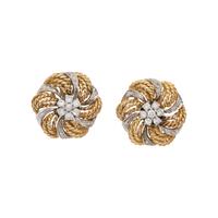 BICOLOR GOLD AND DIAMOND CLUSTER EARRINGS