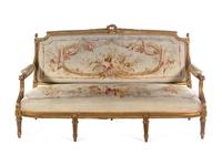 A Louis XVI Style Carved Giltwood Five-Piece Parlor Suite