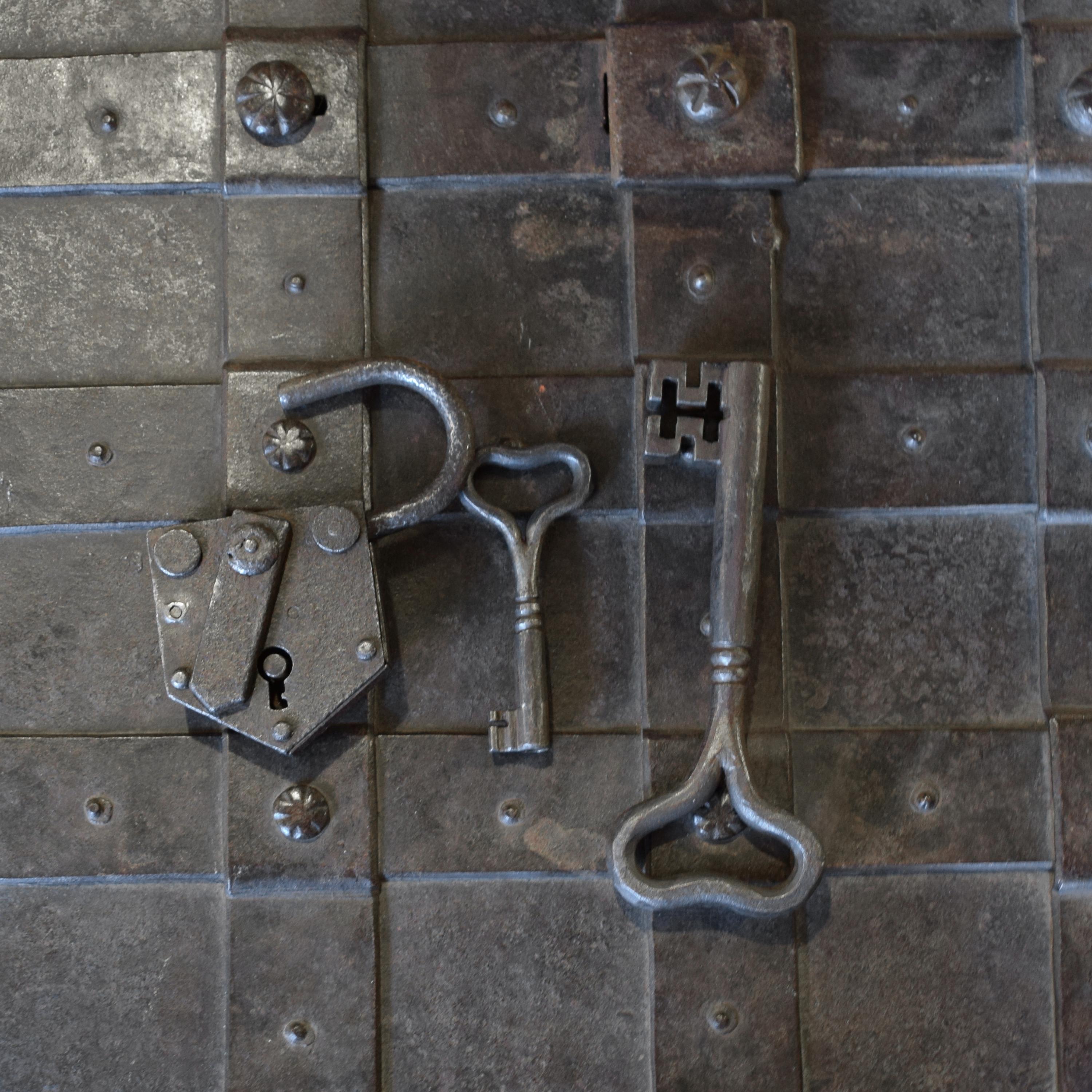 A Wrought Iron Safe Box 35" W x 25" D x 24" H — Italy, 18th Century