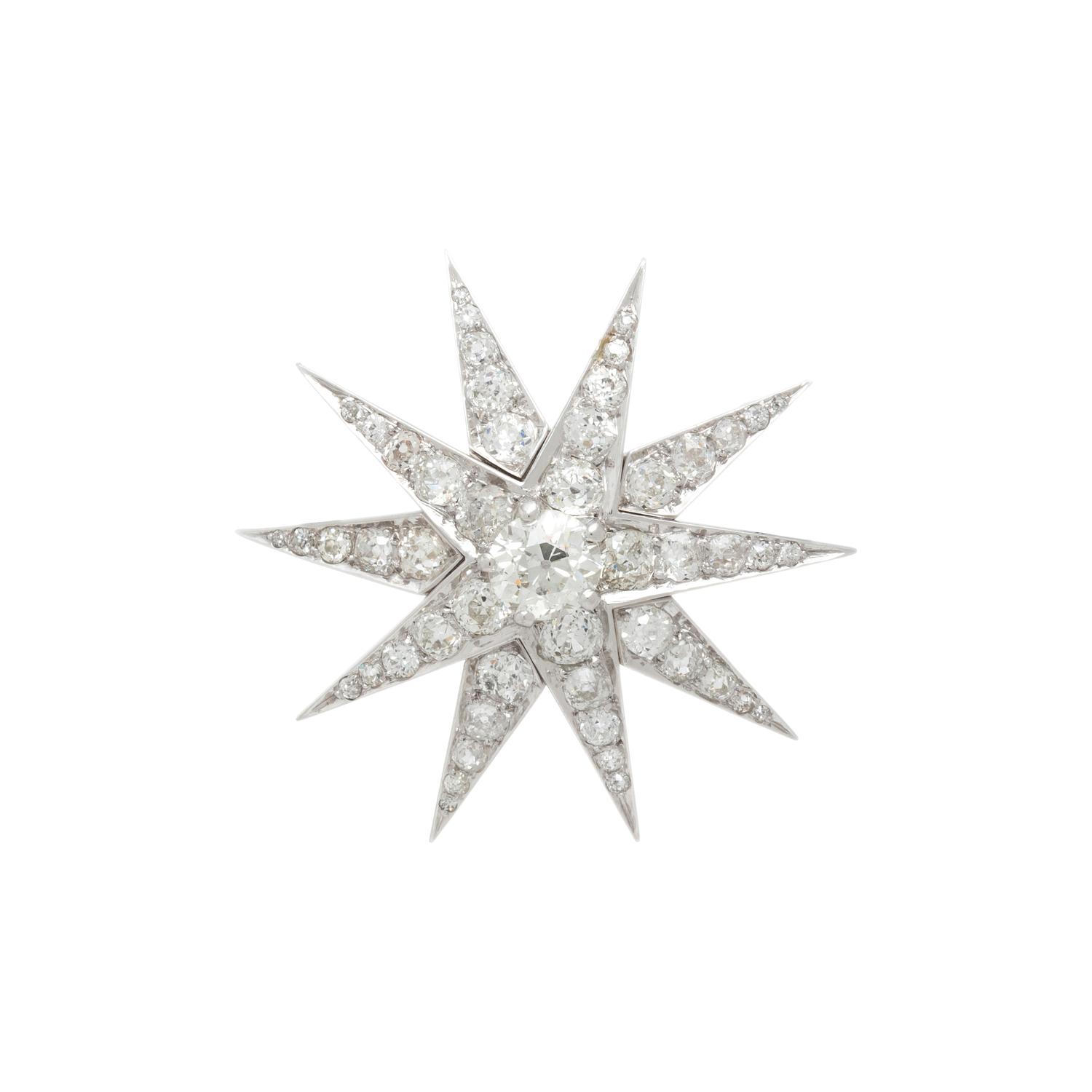 ANTIQUE, DIAMOND STAR BROOCH