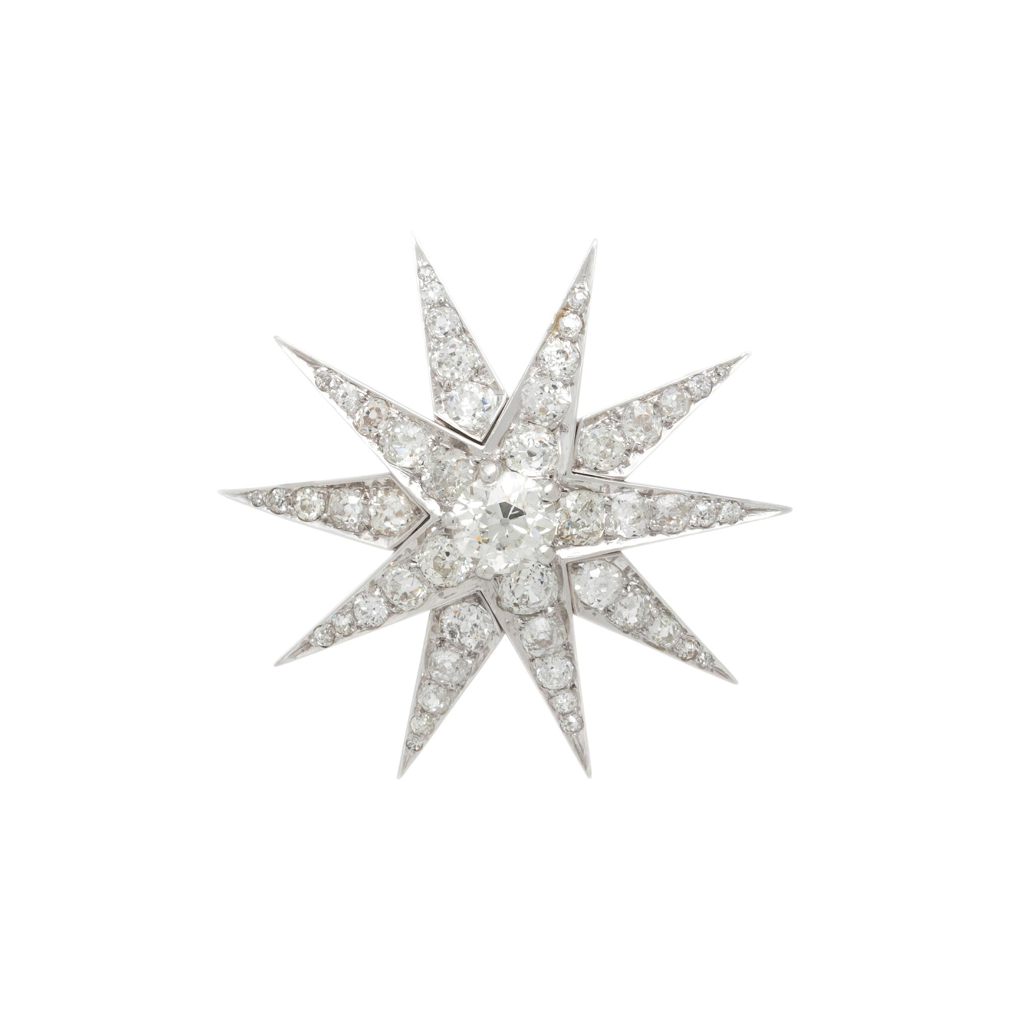 ANTIQUE, DIAMOND STAR BROOCH