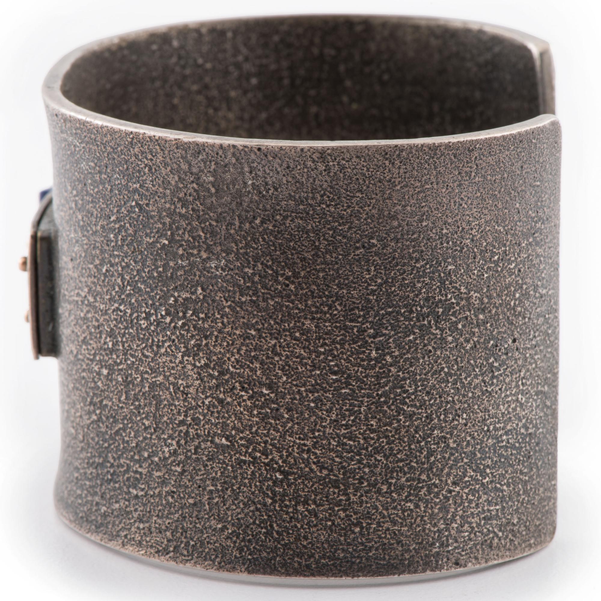 Silver Cuff Bracelet, Accented with Gold, Turquoise, Lapis, and Coral