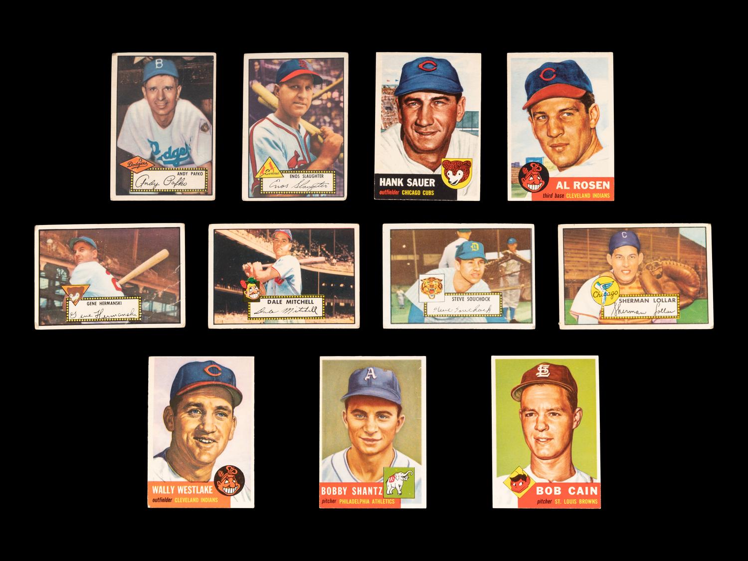 A Group of 11 1952 and 1953 Topps Baseball Cards (Including Andy Pafko 1952 Card No. 1),
