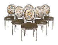 A Set of Six Louis XVI Style Painted Dining Chairs