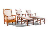A Group of Three Rustic Wood Chairs