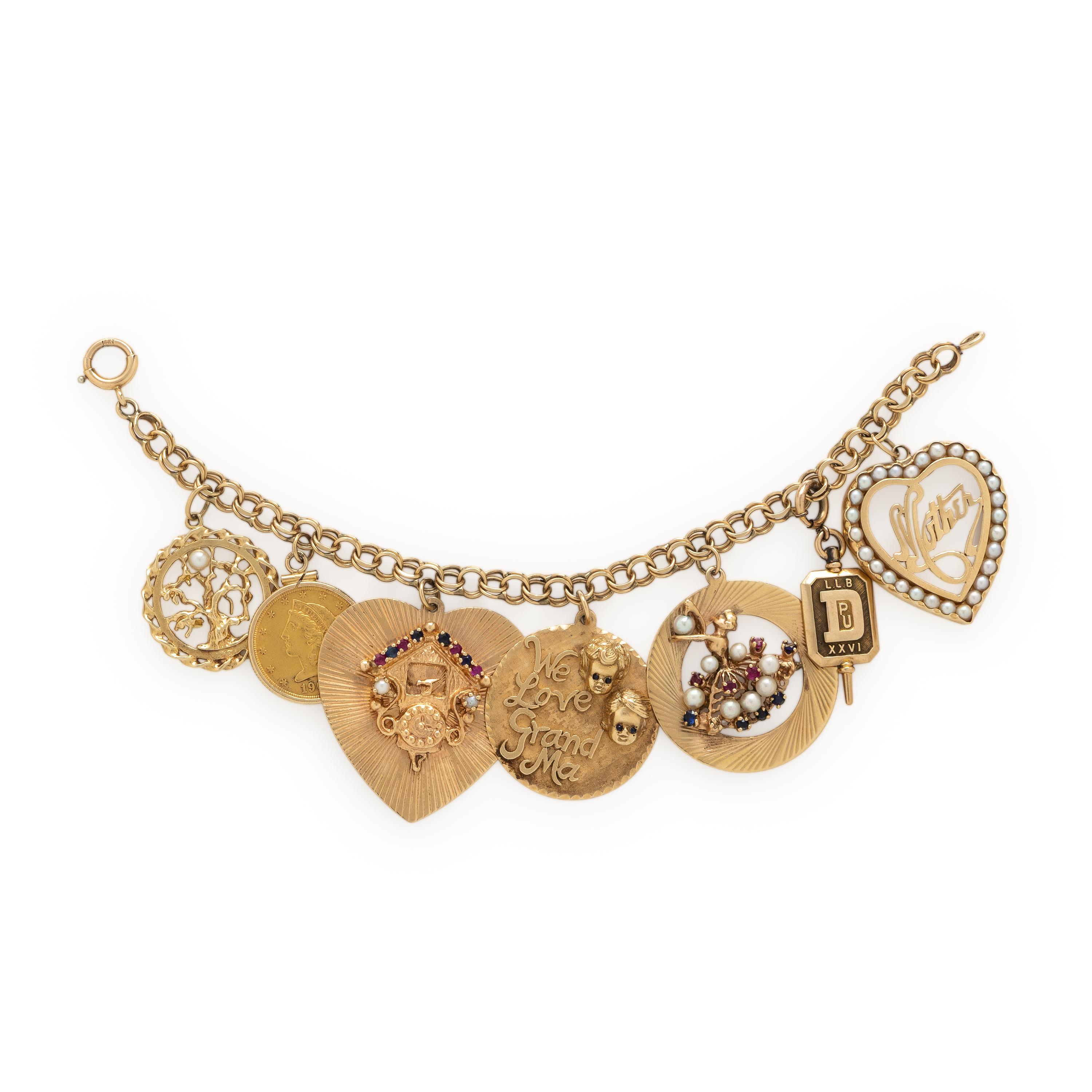 Yellow Gold and Multigem Charm Bracelet