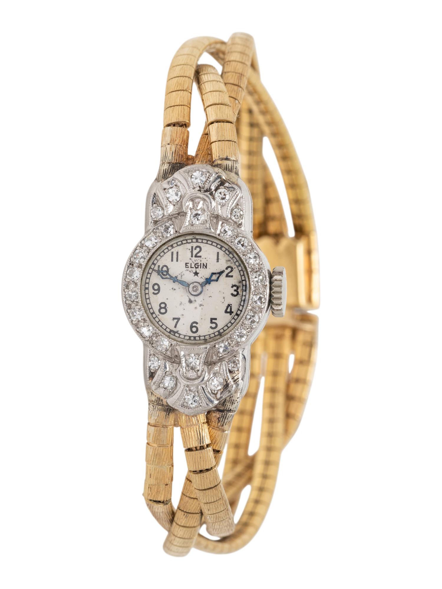 ELGIN, YELLOW GOLD, PLATINUM, AND DIAMOND WATCH