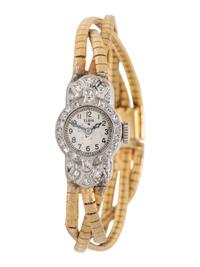 ELGIN, YELLOW GOLD, PLATINUM, AND DIAMOND WATCH