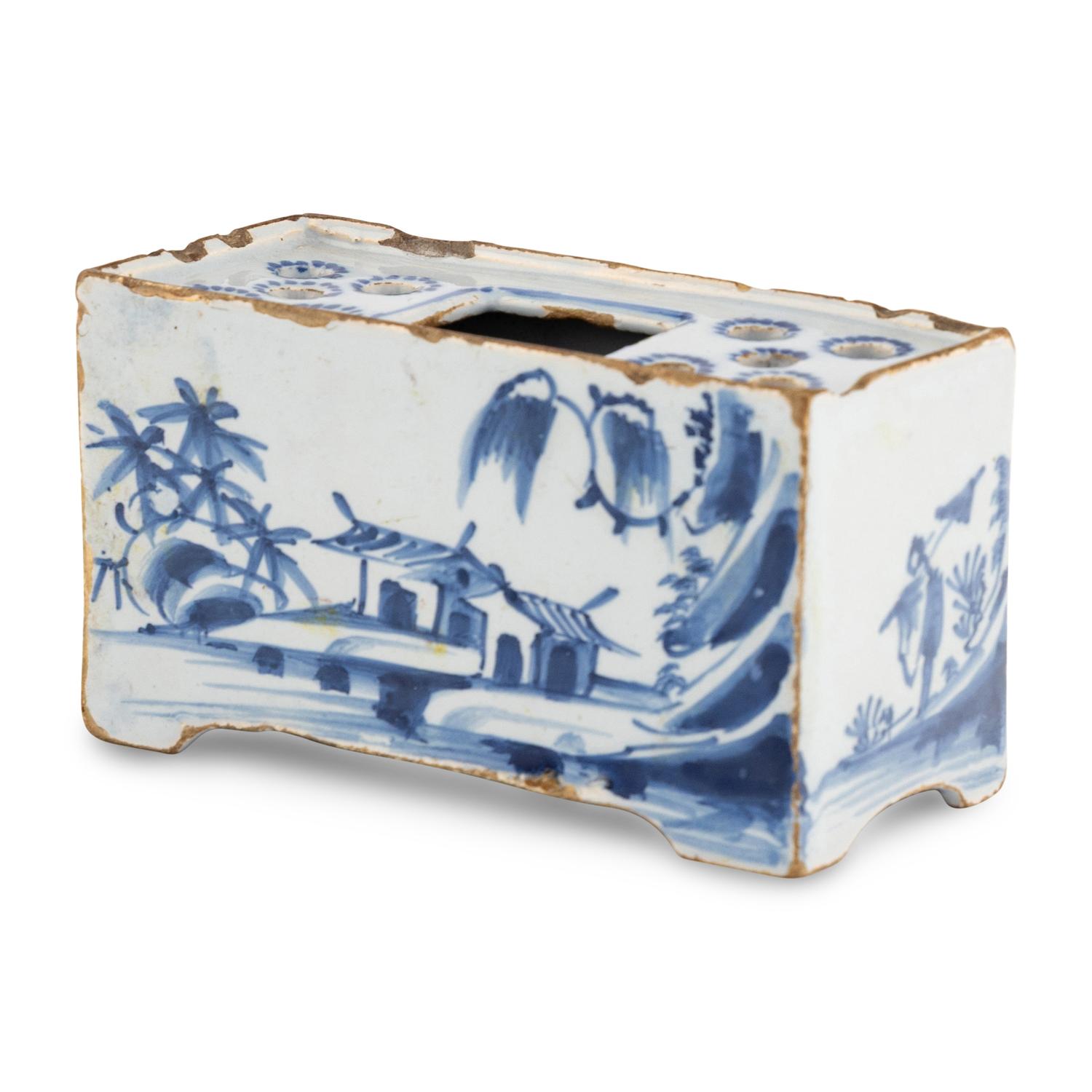 An English Delftware Flower Brick
