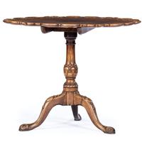A George III Style Dragon-Fly Carved Mahogany Tilt-Top Tea Table