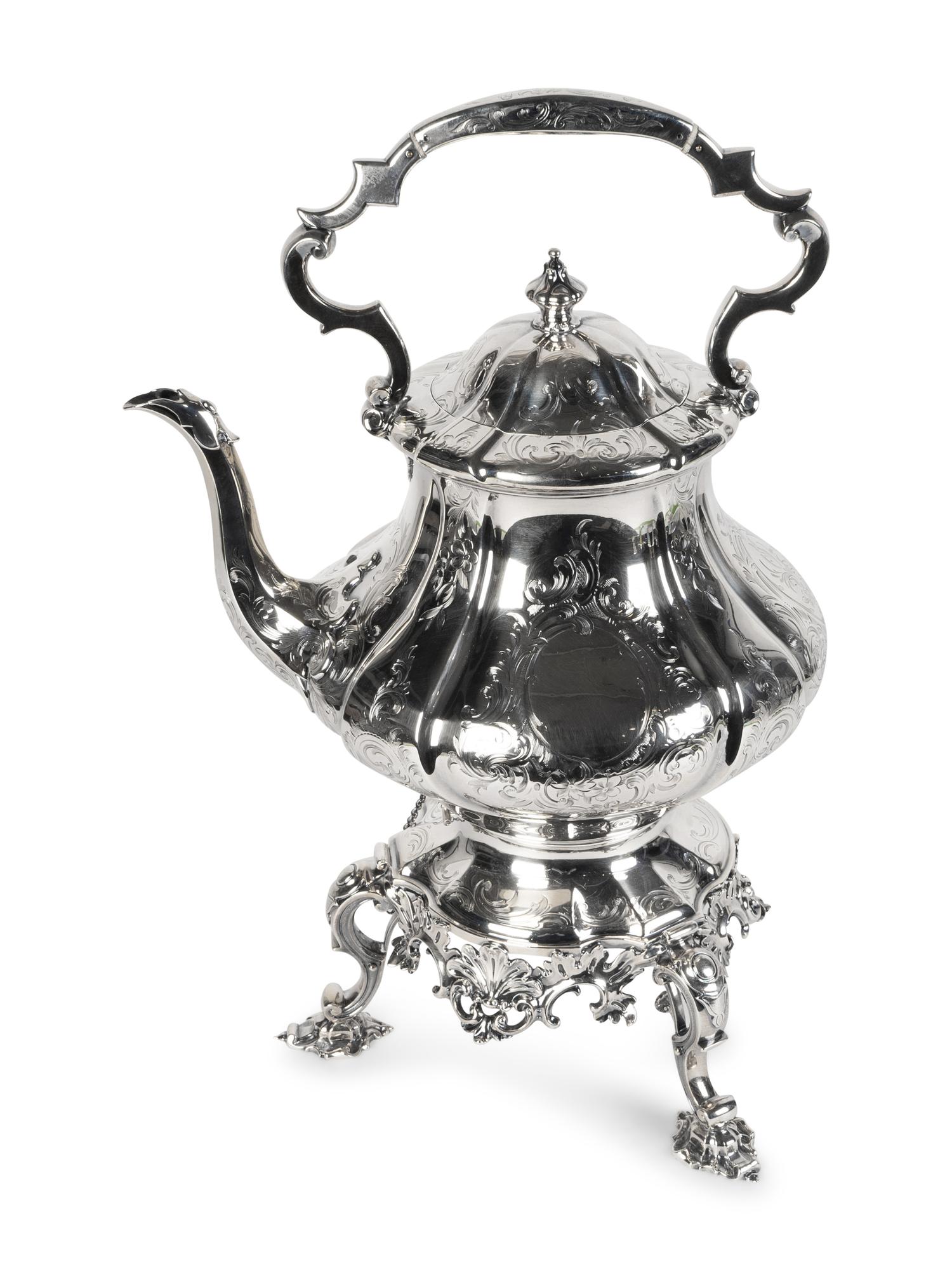 A Victorian Silver Hot Water Kettle-on-Stand — EDWARD & JOHN BARNARD, LONDON, 1853