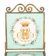 A Gilt Metal Side Chair Inset with Copeland Sèvres Style Porcelain Plaques