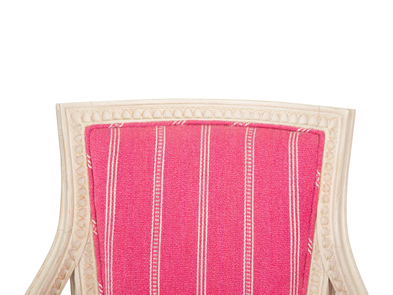 A Pair of Louis XVI Style White Painted Fauteuils