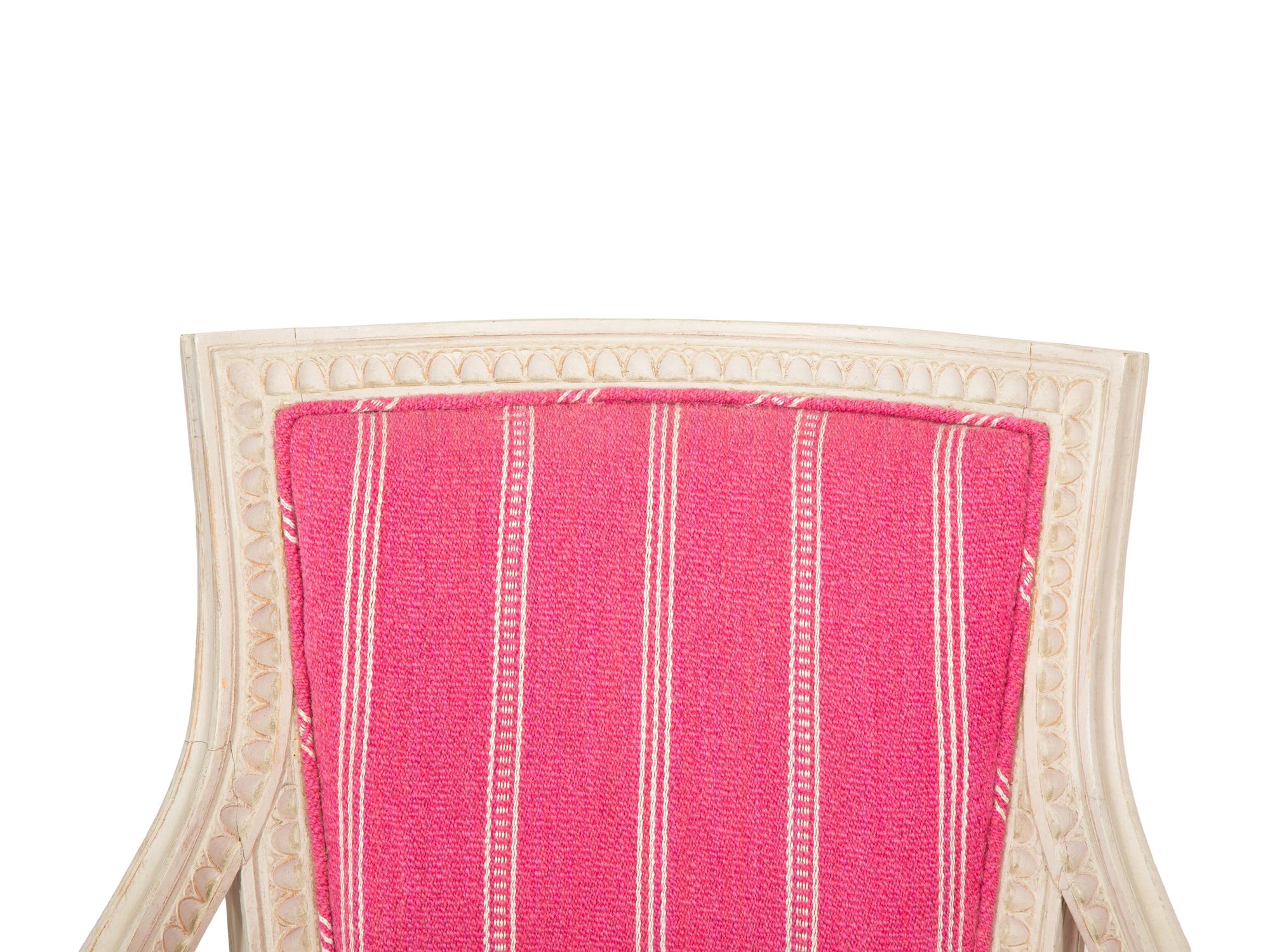 A Pair of Louis XVI Style White Painted Fauteuils