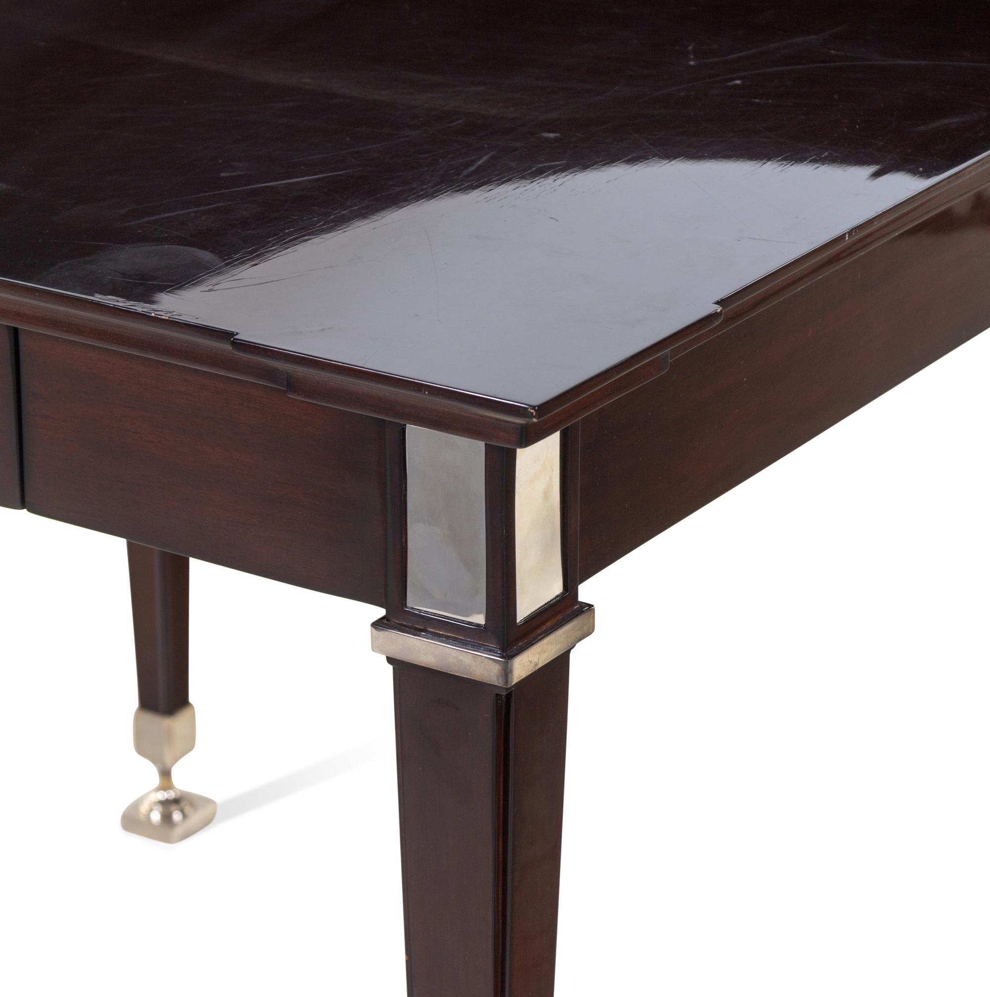 A Nancy Corzine Chromed Metal Mounted Writing Table