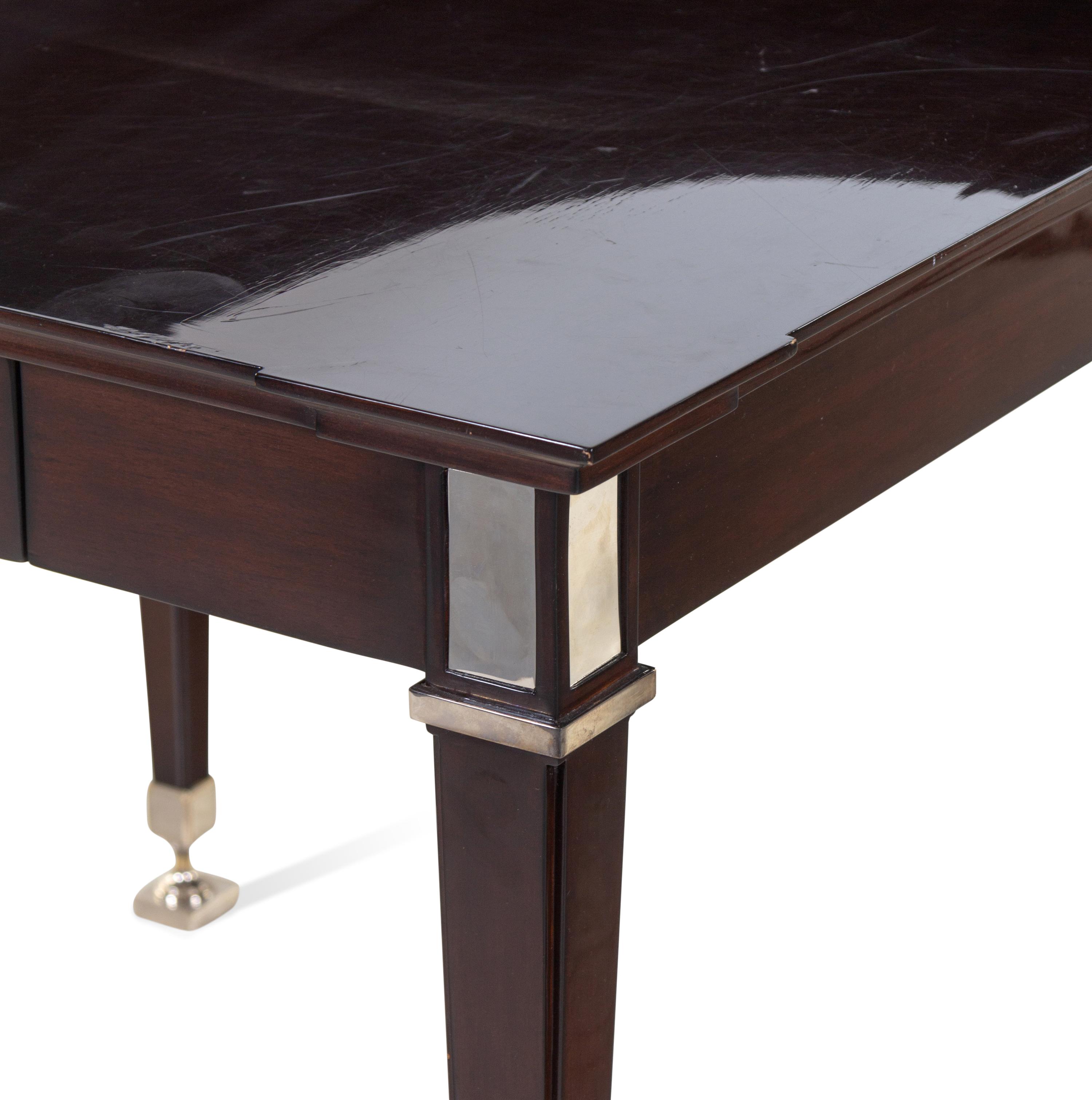 A Nancy Corzine Chromed Metal Mounted Writing Table