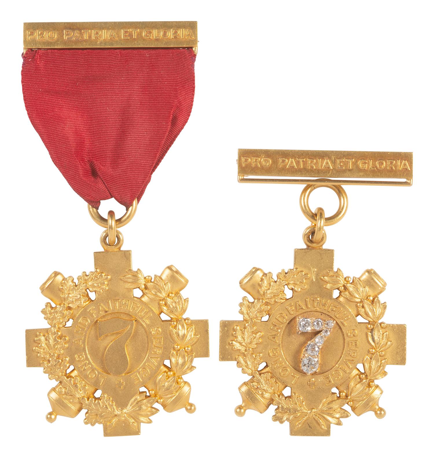 [CIVIL WAR]. Two 22K gold, Tiffany & Co. service medals presented to George Moore Smith, 7th New York State Militia.