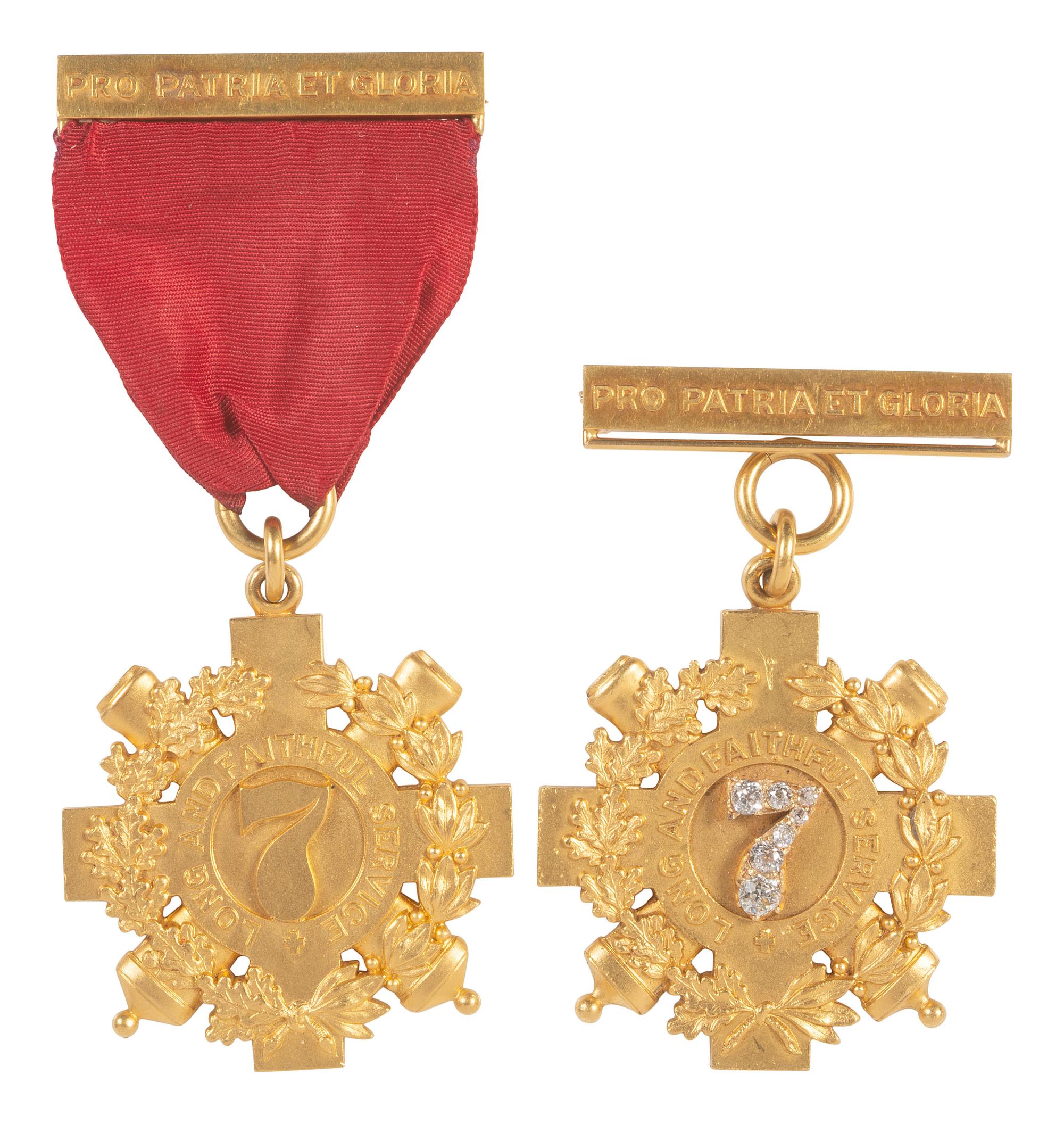 [CIVIL WAR]. Two 22K gold, Tiffany & Co. service medals presented to George Moore Smith, 7th New York State Militia.