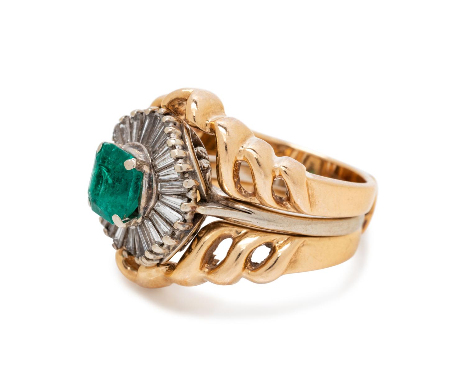 EMERALD AND DIAMOND BALLERINA RING