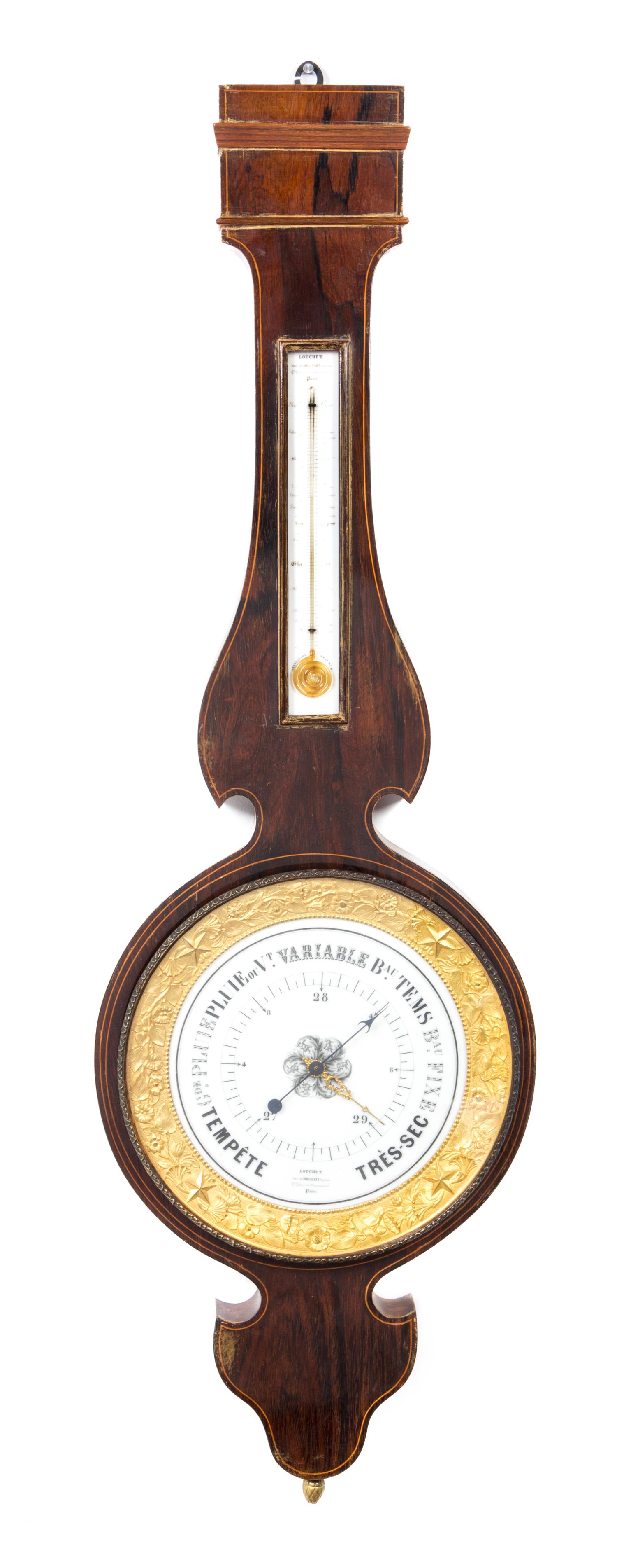 A French Rosewood Wheel Barometer Height 39 5/8 inches. — LOUCHET, 19TH/20TH CENTURY