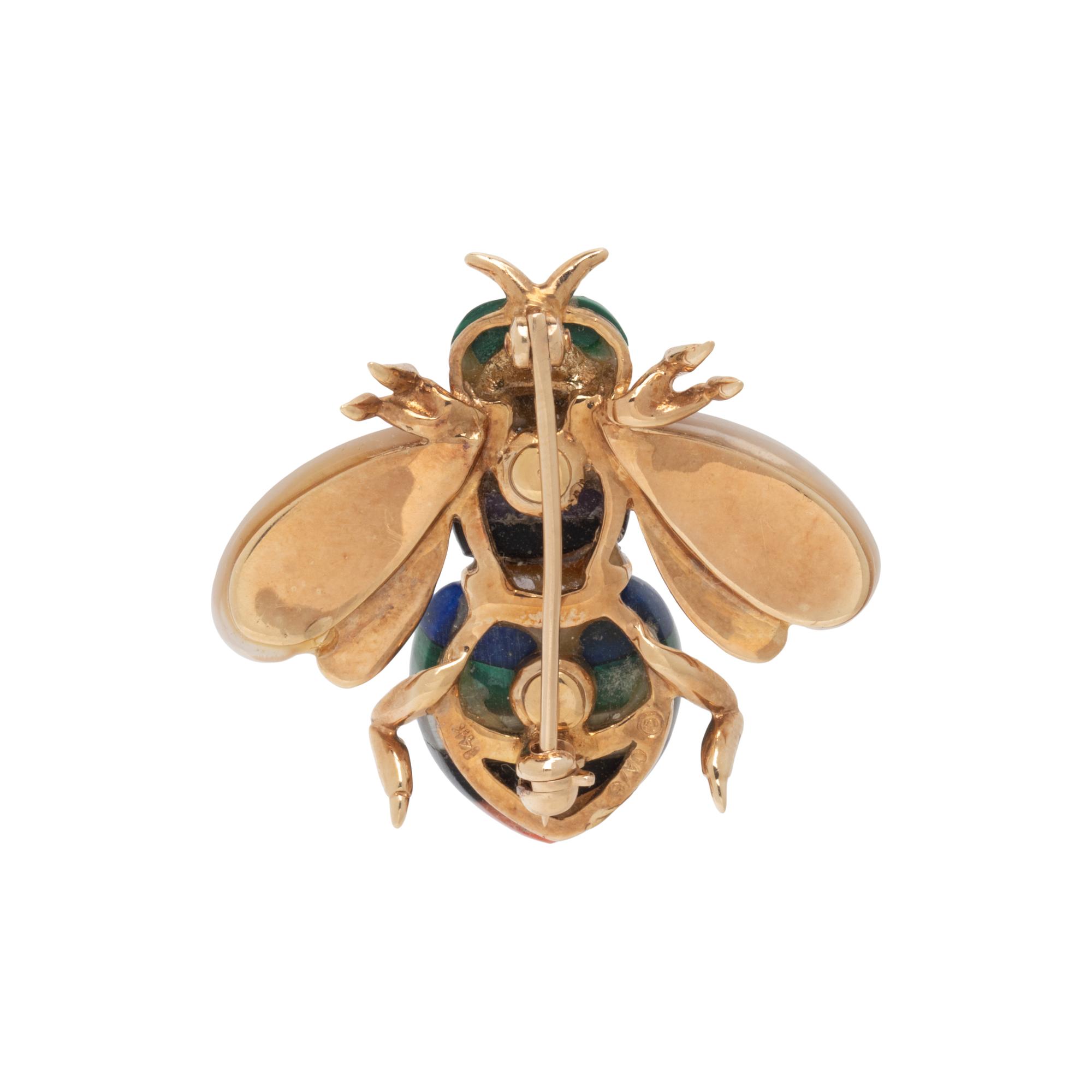ASCH GROSSBARDT, HARDSTONE AND MOTHER-OF-PEARL BEE BROOCH