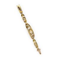 ART NOUVEAU, CITRINE, ENAMEL, AND YELLOW GOLD BRACELET