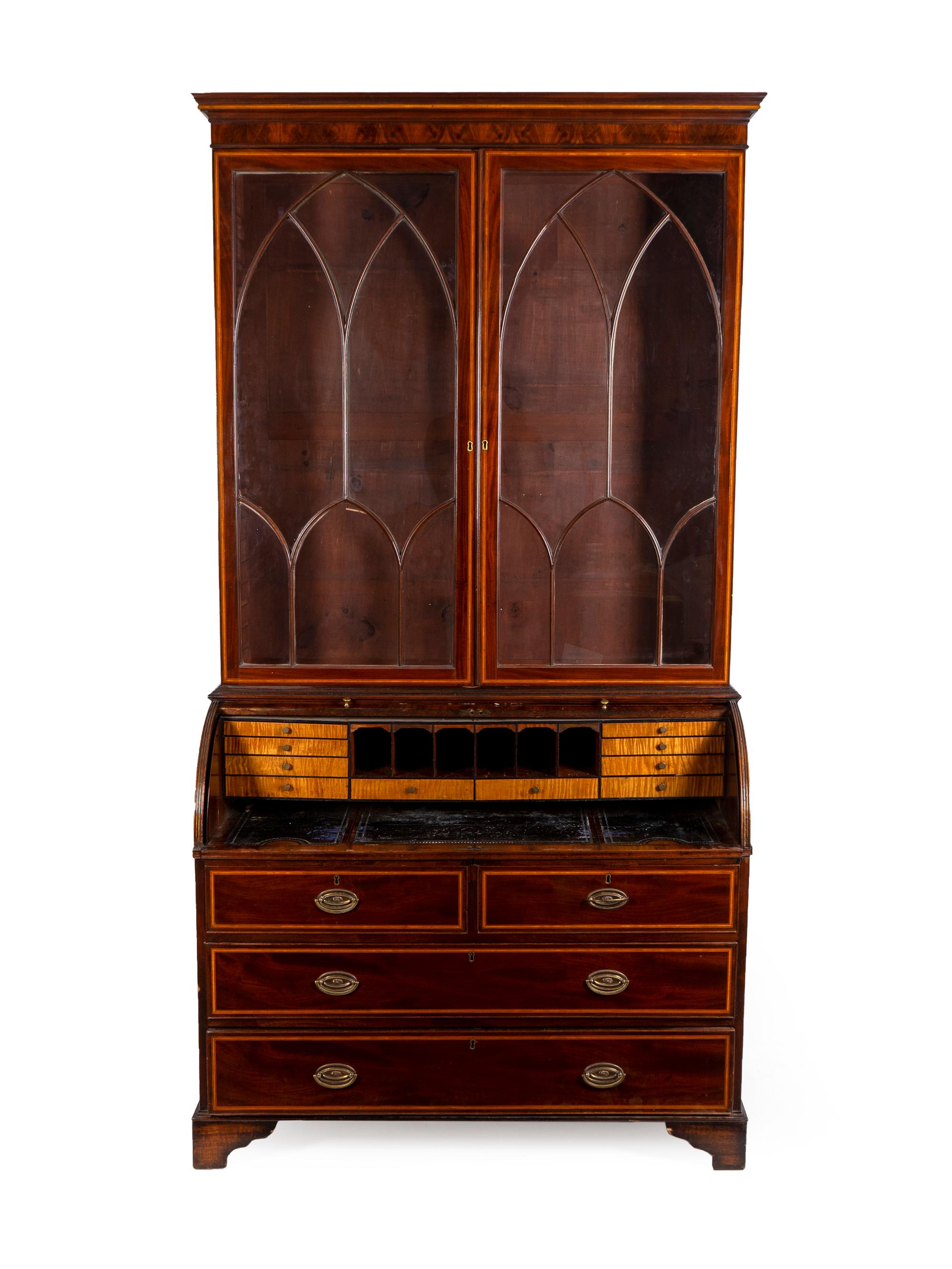A George III Satinwood Inlaid Mahogany Secretary/Desk — 18TH CENTURY