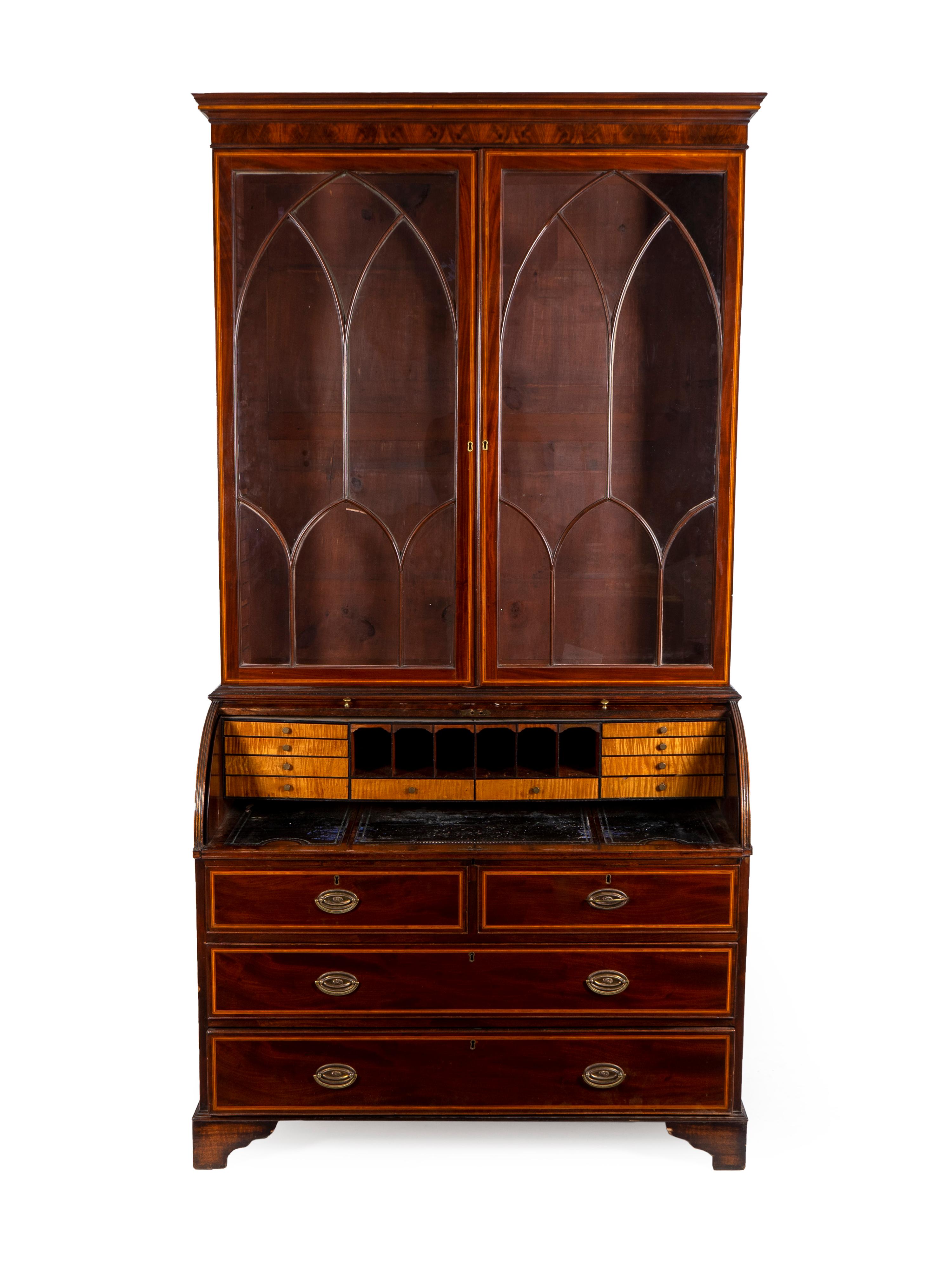 A George III Satinwood Inlaid Mahogany Secretary/Desk — 18TH CENTURY