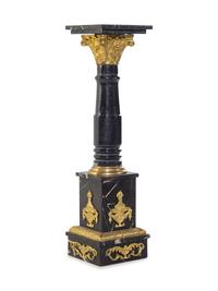 A Continental Gilt Bronze and Marble Pedestal