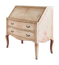 An Italian Painted Slant-Front Desk and Side Chair