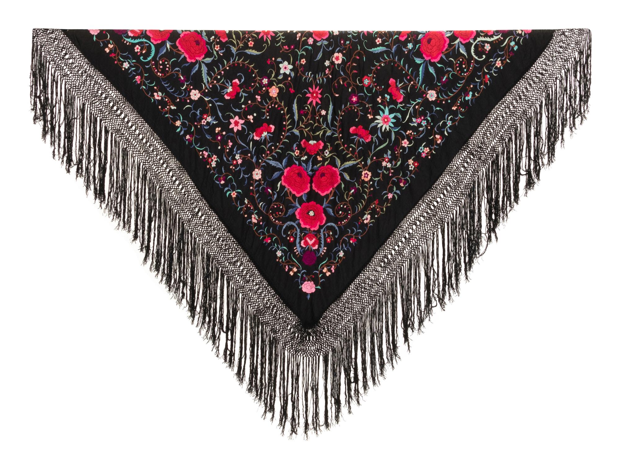 Three Fringed Silk Shawls, 1920-30s