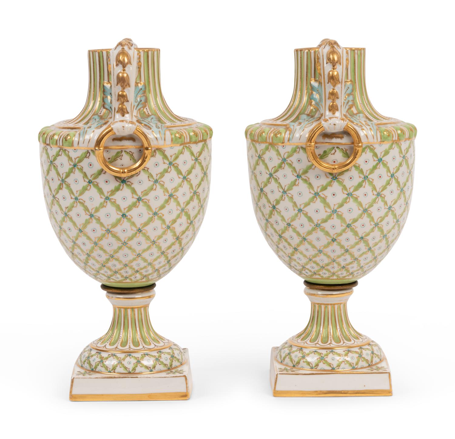 A Pair of Sèvres Style Porcelain Urns