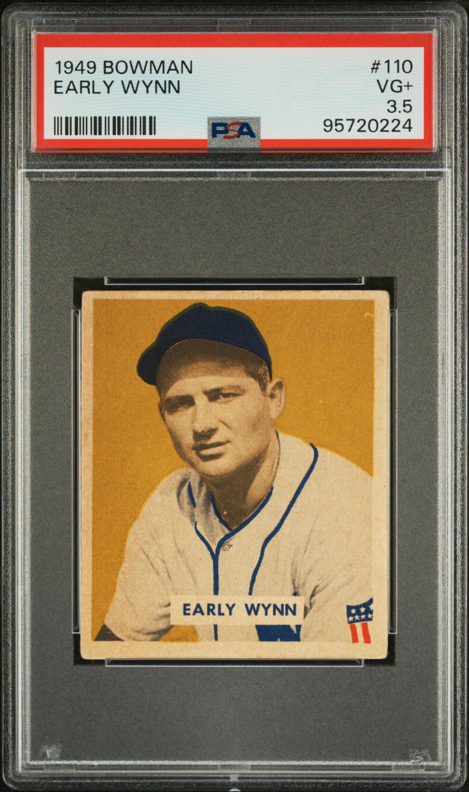 A 1949 Bowman Early Wynn Rookie Baseball Card No. 110 (PSA 3.5 VG+)