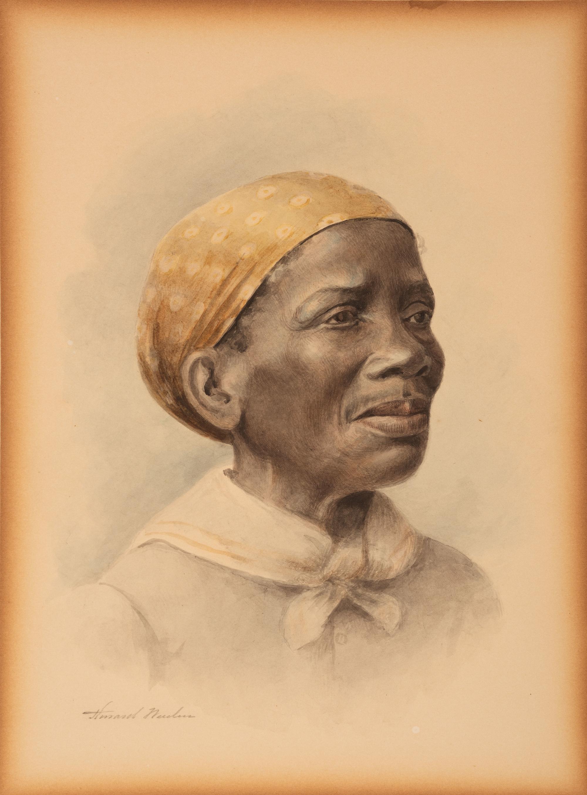 [ART]. [WEEDEN, Maria Howard (1847-1905)]. Portrait of an elderly African American woman.