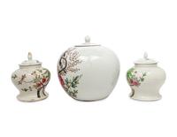 Three Chinese Famille Rose Porcelain Covered Jars