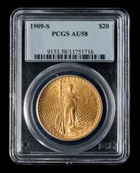 A United States 1909-S St. Gaudens $20 Gold Coin