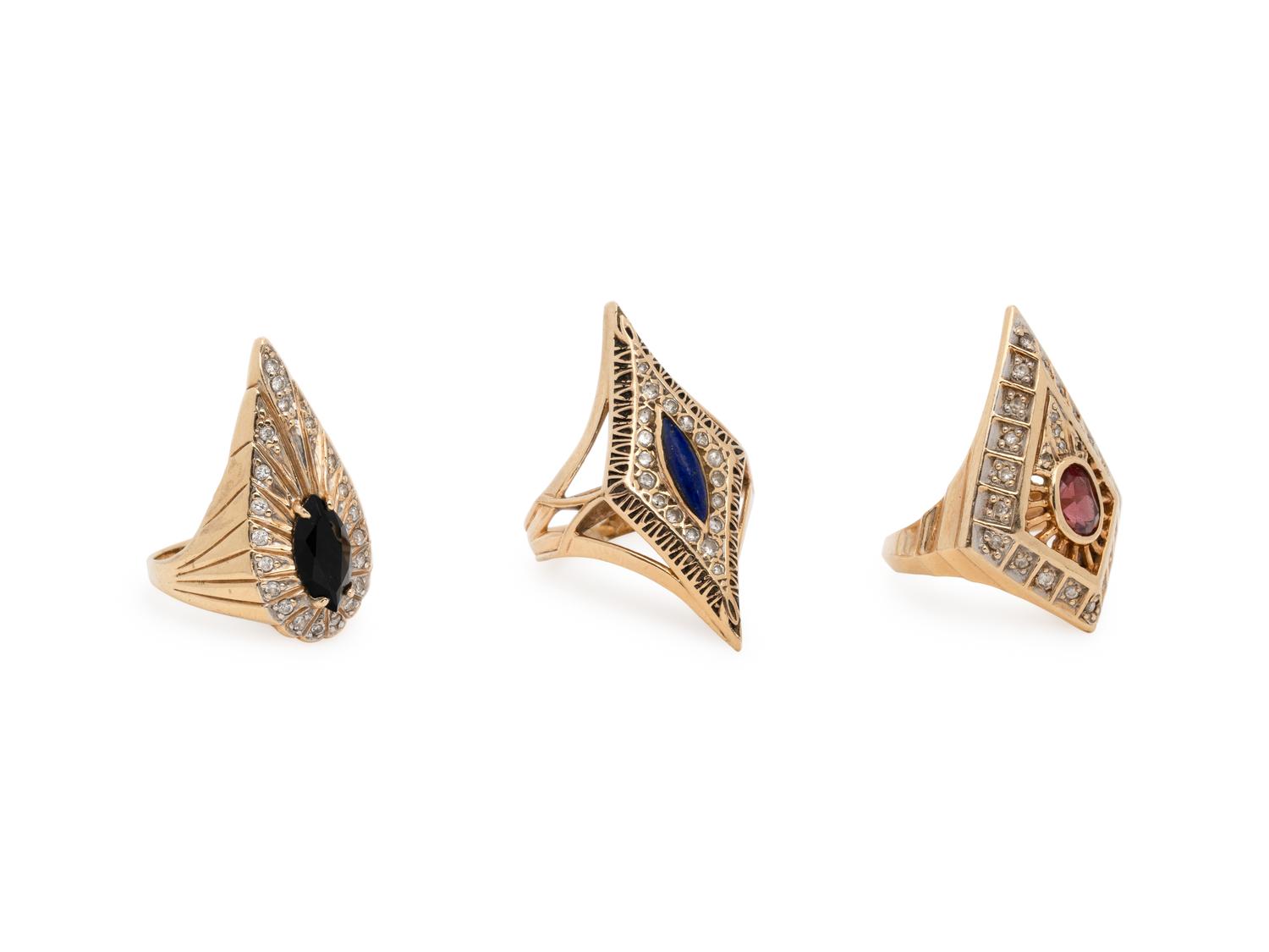 ERTÉ, COLLECTION OF YELLOW GOLD, GEMSTONE, AND DIAMOND RINGS