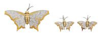 A Platinum, 18 Karat Yellow Gold and Diamond Butterfly Motif Demi Parure, Michael Bondanza, 10.60 dwts.