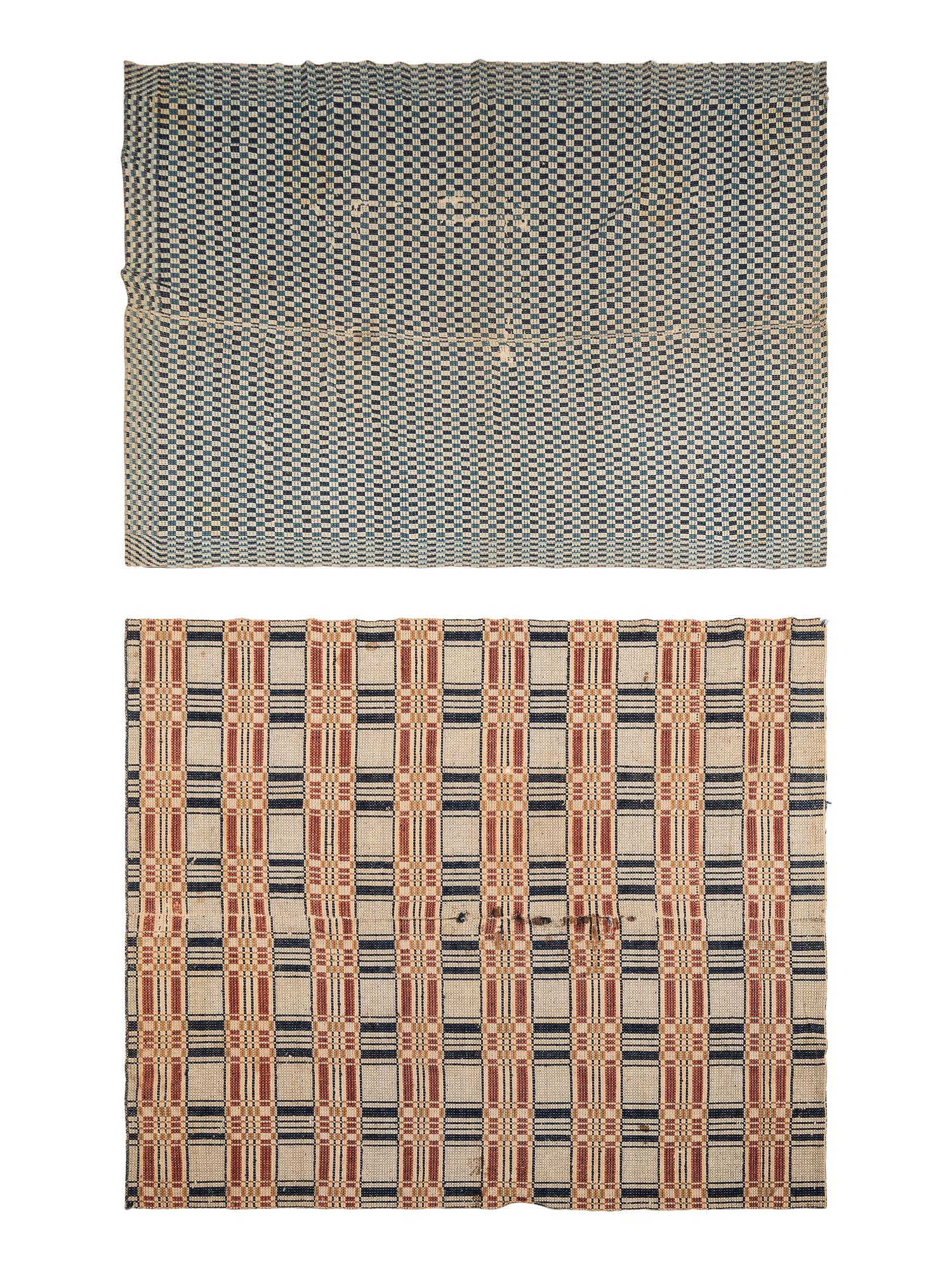 Two Jacquard Woven Wool Coverlets