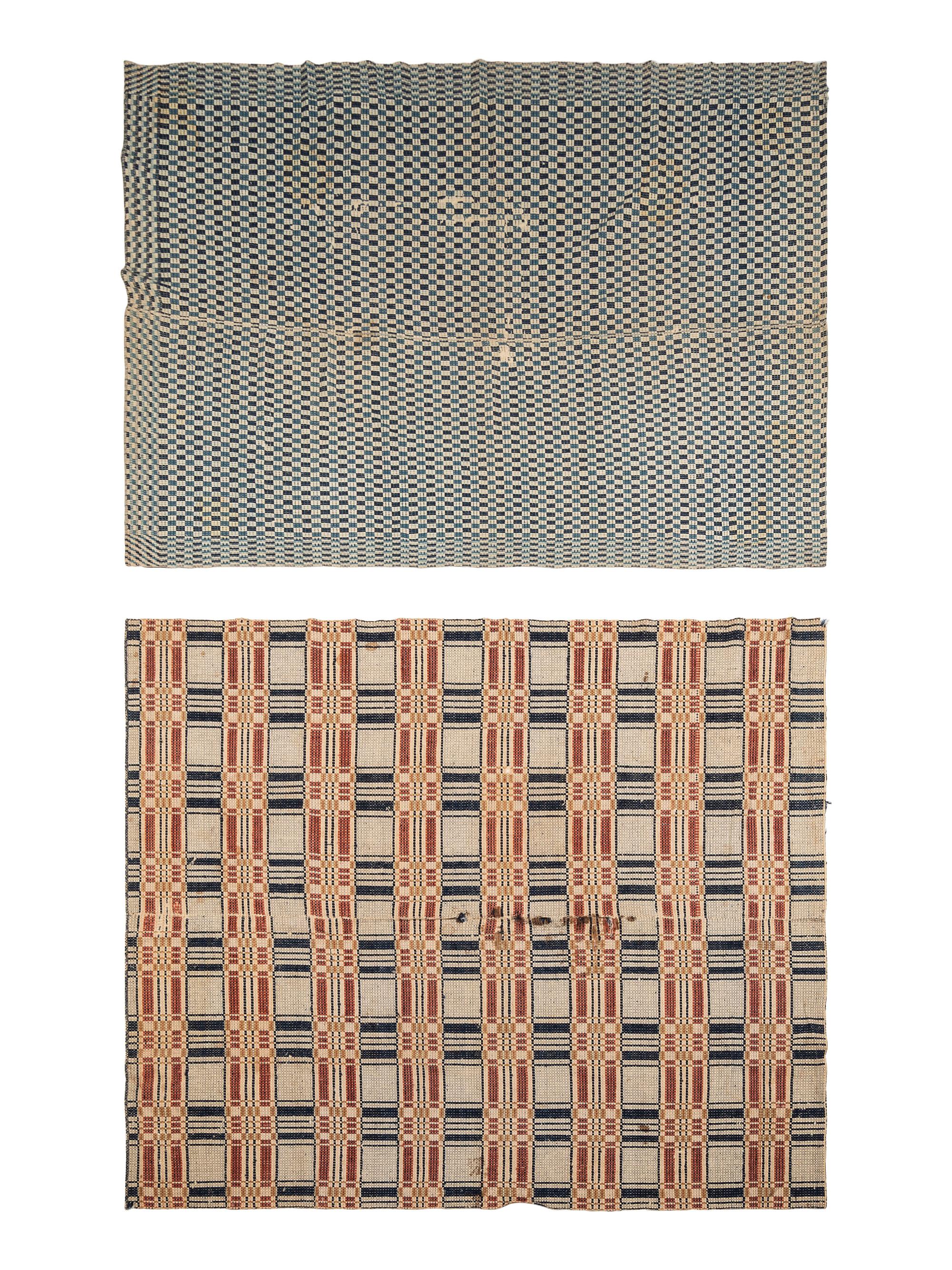 Two Jacquard Woven Wool Coverlets