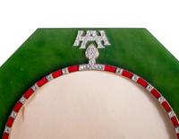 A Cartier Brown Agate, Green Jade, Yellow Gold, Enamel and Diamond Picture Frame