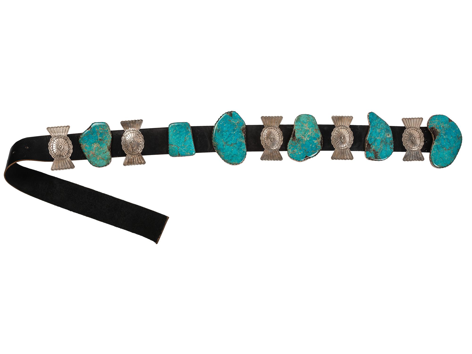 Massive Statement Sterling Silver and Turquoise Concha Belt