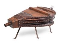 A Large Oak and Leather Bellows on Stand