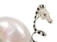 A Roberto Estevez Seahorse Nautilus Shell and Silver Sculpture