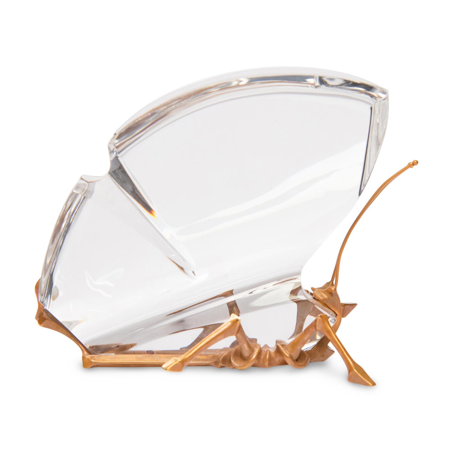 A Steuben Glass and 18 Karat Gold Butterfly Sculpture