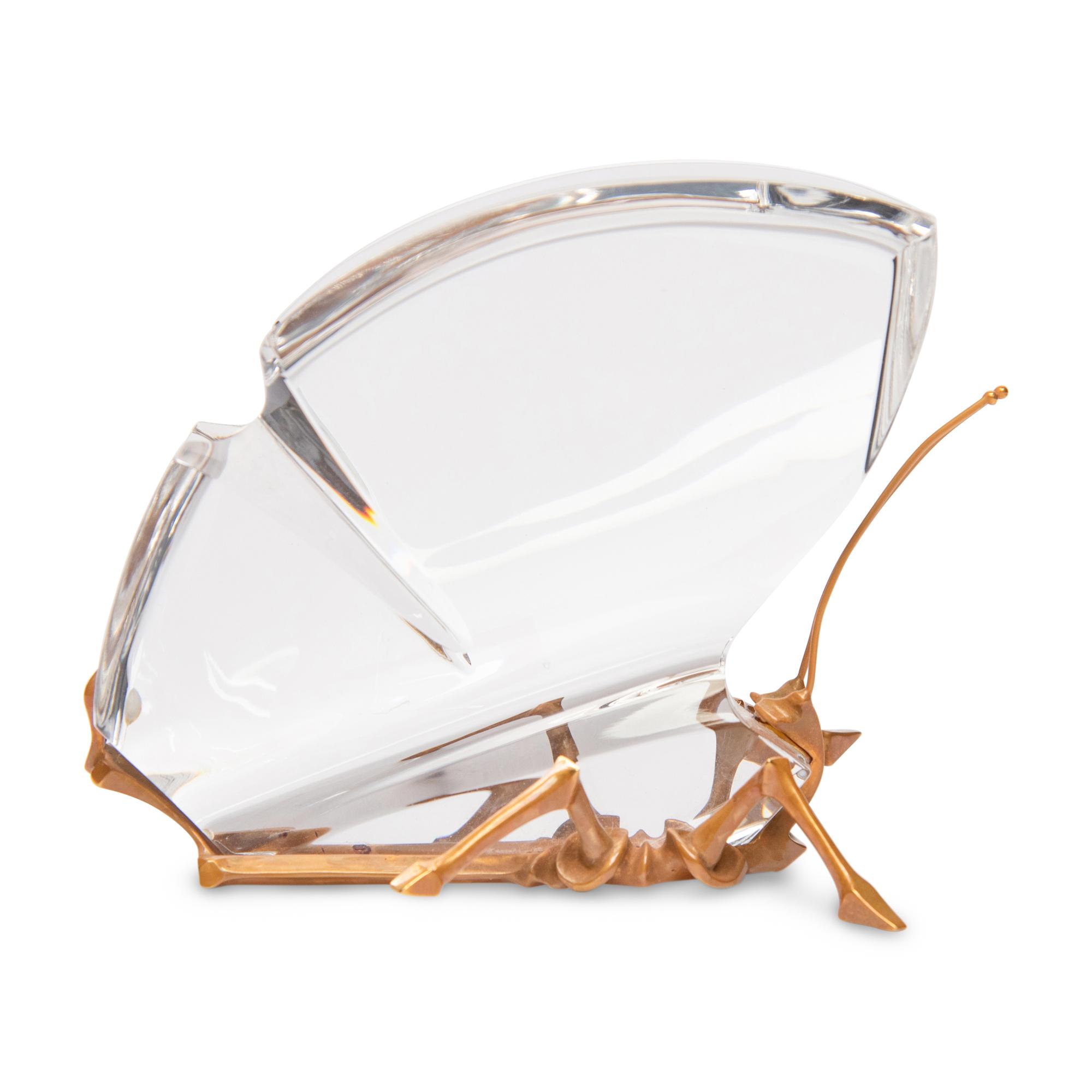 A Steuben Glass and 18 Karat Gold Butterfly Sculpture