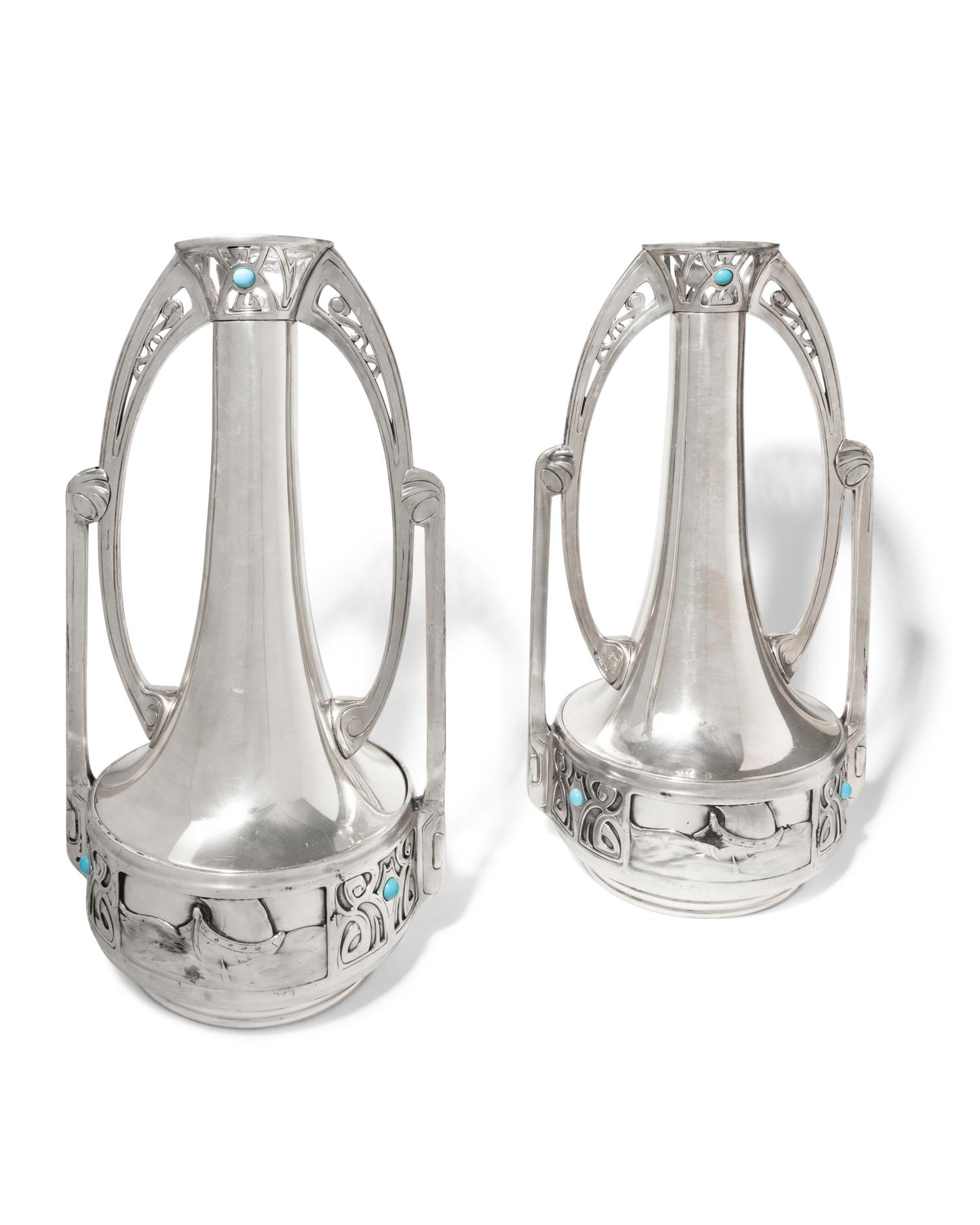 Pair of Silver Plate Vases
