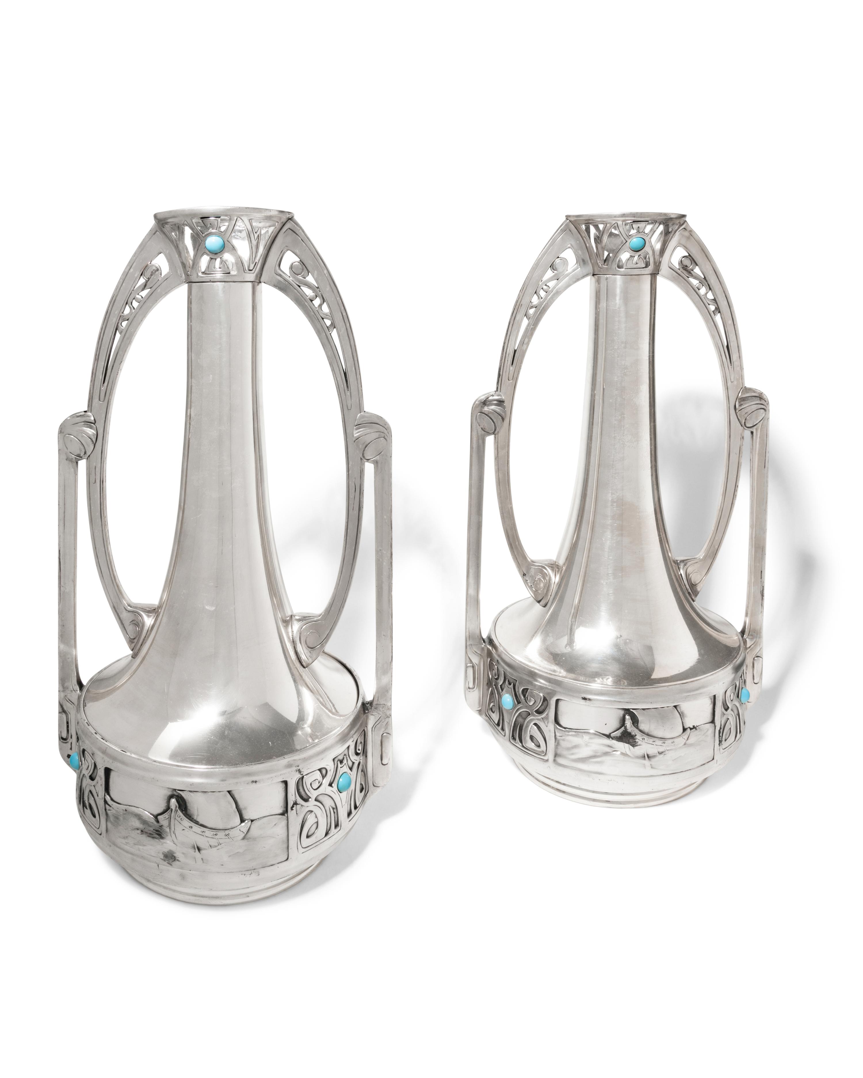 Pair of Silver Plate Vases